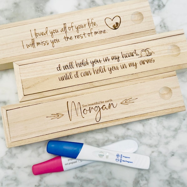 Miscarriage pregnancy test memory box, Baby Angel memorial miscarriage, remembrance infant loss engraved pregnancy test box, test keepsake,