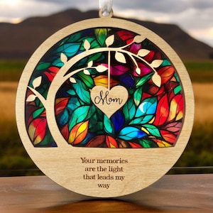 Cadeau de sympathie Attrape-soleil commémoratif, cadeau de sympathie, perte d'une maman, d'une mère, d'un papa, d'un frère, d'une soeur, d'un ami. Carte personnalisée avec nom, poème