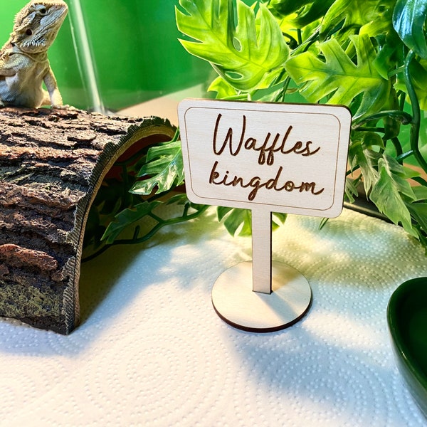 Personalized reptile bearded dragon name sign, reptile house sign, tank decor, tank sign , sign with stake or base, pets name sign