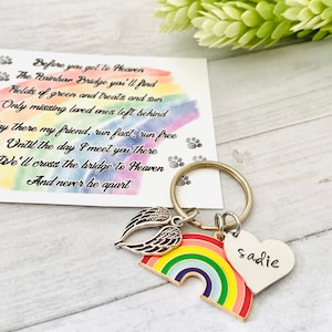 Rainbow bridge pet, keychain, pet memorial, personalized name, dog / cat/  pet remembrance, rainbow bridge poem
