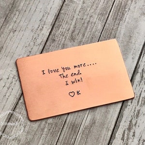 Tarjeta estampada a mano - tarjeta de monedero - tarjeta de monedero personalizada - inserción de la billetera - mensaje en la tarjeta - cobre - personalizado - marido, padre, novio