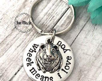 Guinea pig keychain wheek means i love you - guinea pig love - guinea pig pet - piggy keychain - wheek wheek - guinea pig gift