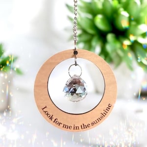 Attrape-soleil Cadeau de sympathie, carte poème Attrape-soleil commémoratif, perte d'une maman, d'une mère, d'un papa, d'un frère, d'une soeur. Cristal arc-en-ciel personnalisé