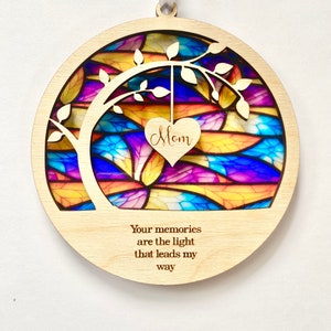 Sympathy gift, Memorial suncatcher, sympathy gift, loss of mom, mother, dad, brother, sister , friend. Personalized with name, poem card image 7