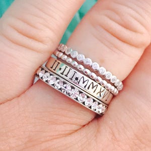 Stacking Rings, Sterling Silver Personalized - Hand Stamped Ring - Very ...