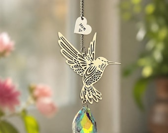 sun catcher hummingbird  Sympathy gift, poem card Memorial suncatcher, sympathy gift, loss of   mom, mother, dad, brother, sister.