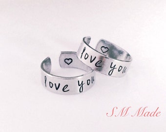 I love you more  - hand stamped ring - very sturdy ring - great gift - fun piece of jewelry