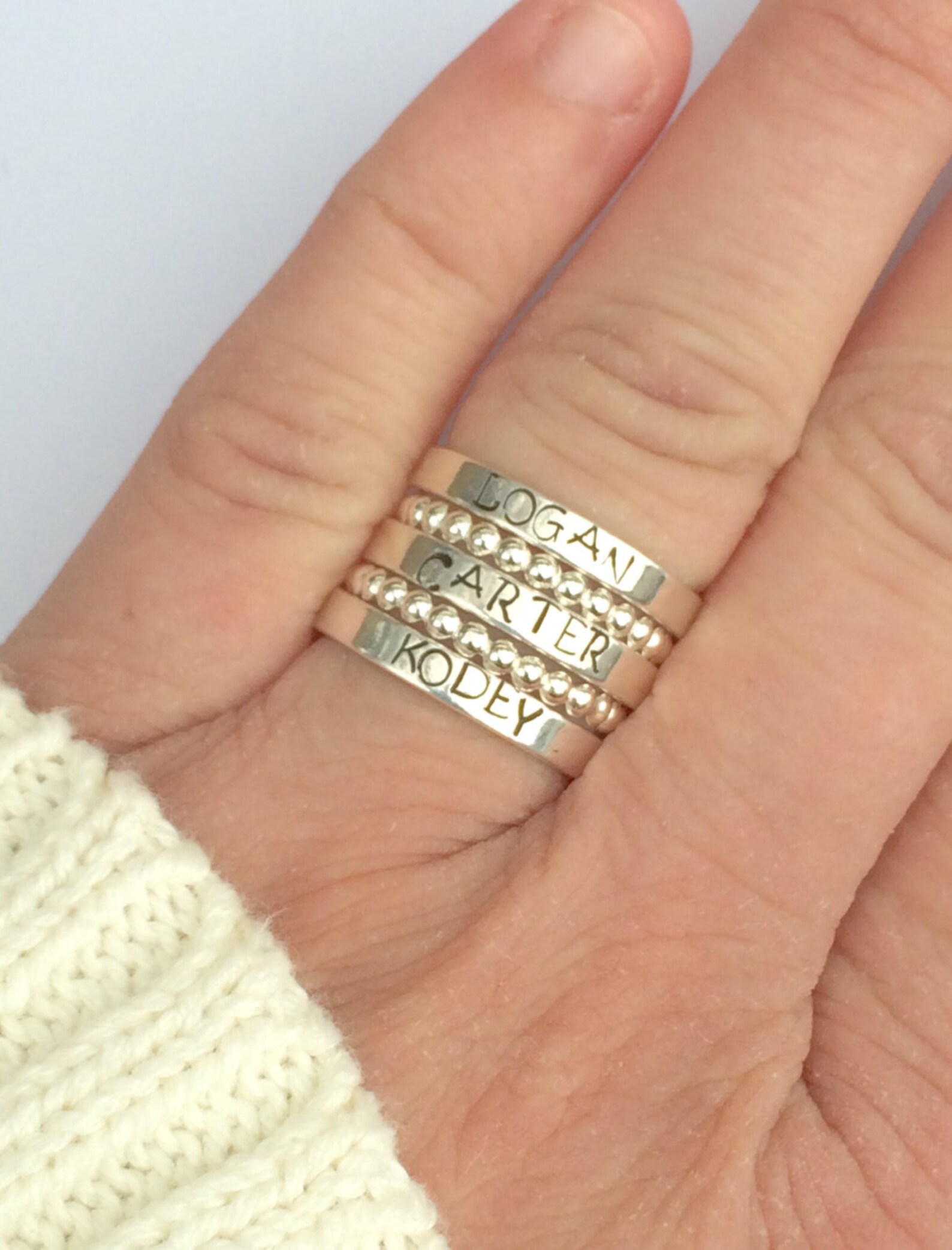 Sterling Silver Stacking Ring Personalized - Hand Stamped Ring - Very ...