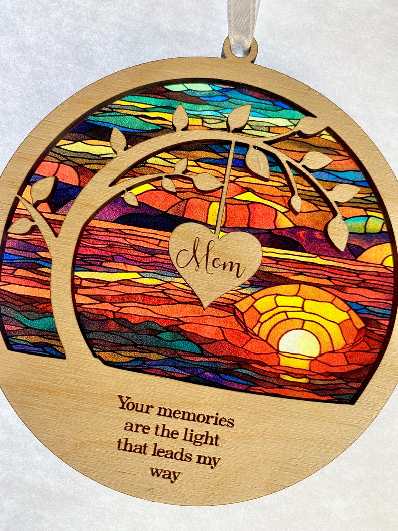 Sympathy gift, Memorial suncatcher, sympathy gift, loss of mom, mother, dad, brother, sister , friend. Personalized with name, poem card image 10