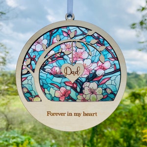 sun catcher Sympathy gift, poem card Memorial suncatcher, sympathy gift, loss of mom, mother, dad, brother, sister , friend. Personalized image 1