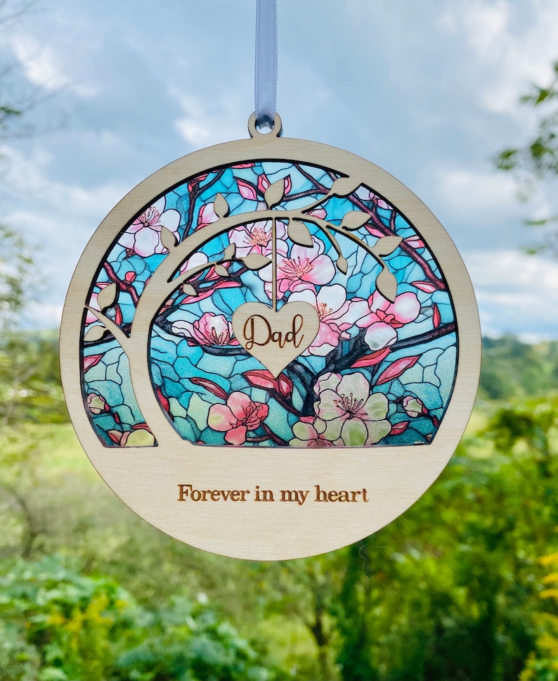 sun catcher Sympathy gift, poem card Memorial suncatcher, sympathy gift, loss of mom, mother, dad, brother, sister , friend. Personalized image 1