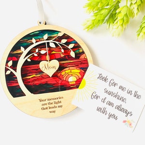 Sympathy gift, Memorial suncatcher, sympathy gift, loss of mom, mother, dad, brother, sister , friend. Personalized with name, poem card image 3