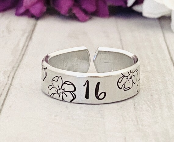 Sweet 16 ring, inspirational keep going you got this, daily reminder  hand stamped ring, aluminum ring, inspirational