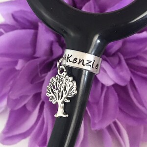 Stethoscope ID tag with charm attached  - nurse gift - student nurse gift - stethoscope name tag - stethoscope personalized name tag