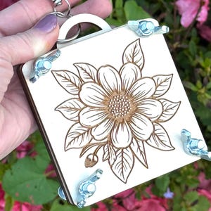 Flower press, pocket size, mini flower press, wooden flower press, small flower press, clips onto bag or keychain