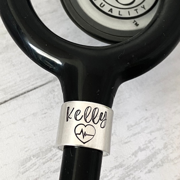 sterling silver Stethoscope CHARM ID tag - stethoscope ID - student nurse personalized stethoscope stethoscope charm - silver, brass, copper