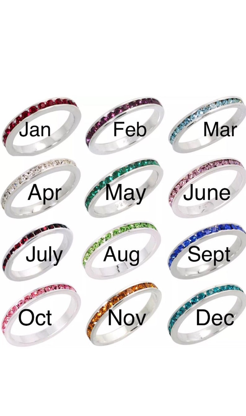 Stacking Rings Custom Names and Birthstone Rings Silver Etsy