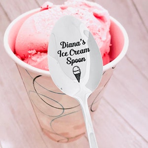 Ice cream spoon CUSTOM SPOON  -  laser engraved silverware - stainless steel - spoon message - add your name to this spoon