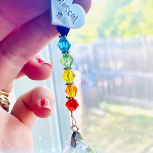 Rainbow bridge pet, sun catcher, pet memorial, personalized name, dog / cat/  pet remembrance