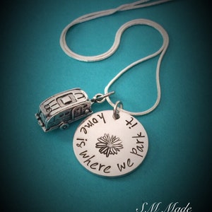 RV CAMPER  pendant- home is where we park it - camper charm - adventure - summer travels - living on the road - camping