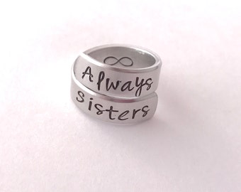 Always sisters Ring - hand stamped ring - very sturdy ring - great gift - fun piece of jewelry