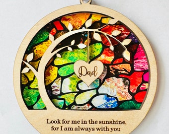 Sympathy gift, Memorial suncatcher, sympathy gift, loss of   mom, mother, dad, brother, sister , friend. Personalized with name, poem card