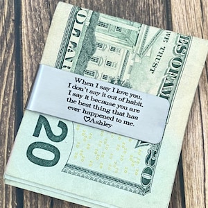 Personalized Money Clip - Personalized Money Clip or choose your own wording-  engraved -  for him, for boyfriend, for anniversary