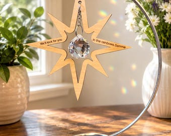memorial sun catcher Sympathy gift, poem card Memorial suncatcher, loss of mom, mother, dad, brother, sister. Personalized rainbow crystal