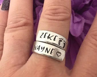 Personalized ring Custom - hand stamped ring - very sturdy ring - great gift - fun piece of jewelry