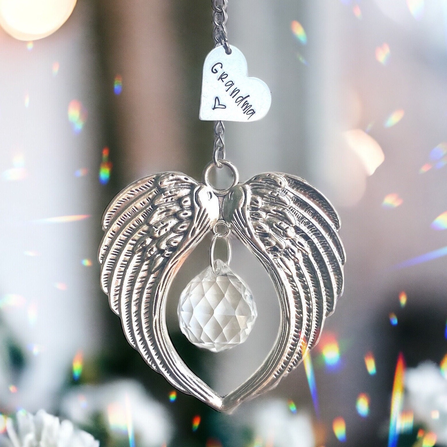 Sun catcher sympathy gift, poem card Memorial suncatcher, wing sympathy gift, loss of   mom, mother, dad, brother, sister. Personalized