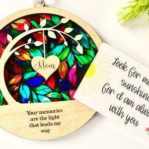 Sympathy gift, Memorial suncatcher, sympathy gift, loss of   mom, mother, dad, brother, sister , friend. Personalized and poem card