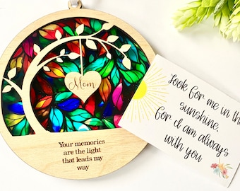 Sympathy gift, Memorial suncatcher, sympathy gift, loss of   mom, mother, dad, brother, sister , friend. Personalized and poem card