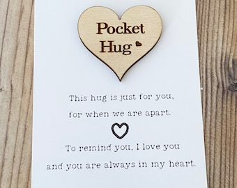 pocket hug, love token, wooden pocket hug, token, love reminder , pocket coin - keepsake - great for loved one near or far