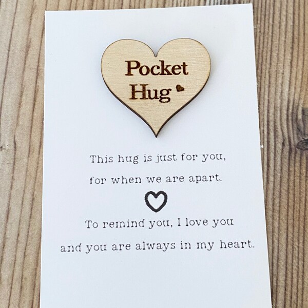 pocket hug, love token, wooden pocket hug, token, love reminder , pocket coin - keepsake - great for loved one near or far