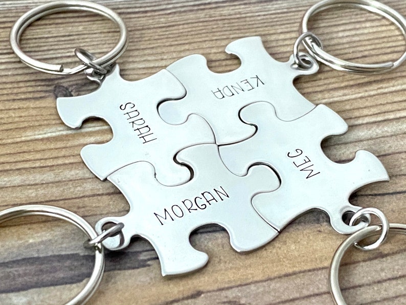 Personalized Puzzle Keychains Friends Keychain Puzzle Piece Etsy
