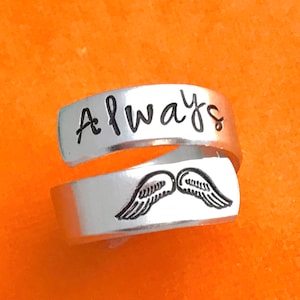 personalized  wrap ring Custom - hand stamped ring - very sturdy ring - great gift - fun piece of jewelry - custom made ring- wrap around