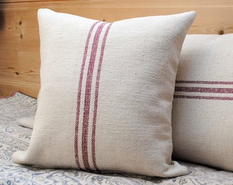 Grain sack pillow | Etsy grain sack style pillow cover. patches