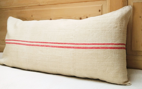 Authentic Grain Sack Body Pillow Sham Red Stripes Antique Etsy