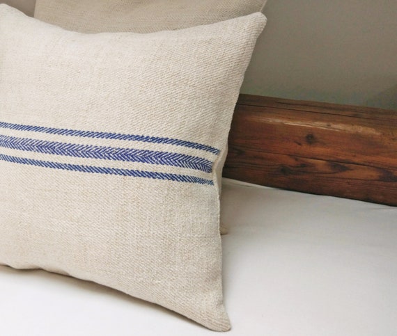 Authentic Grain Sack Body Pillow Sham Blue Stripes Antique Etsy