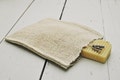 Hemp Wash Mitt / Antique handwoven fabric / Hand loom organic fibers product logo