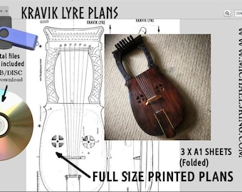 Planos de Kravik Lyre, impresos en 3 hojas de papel A1 con información adicional/archivos digitales en CD
