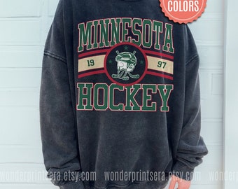 Hockey Minnesota Vintage Style Comfort Colors Sweatshirt,Minnesota Wil Tshirt,Ice Hockey Fan Gift,Retro Minnesota Ice Hockey Crewneck #H10