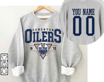 Personalized Name and Number, Vintage 90s Edmonton Oilers Shirt, Crewneck Edmonton Oilers Sweatshirt, Jersey Hockey