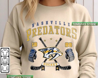 Chemise vintage des années 90 des Predators de Nashville, chemise de hockey sur glace, chemise de hockey de la LNH, cadeau de fan des prédateurs de Nashville