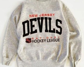 sweat vintage des Devils du New Jersey, chemise de hockey du New Jersey, t-shirt de hockey sur glace, ligue nationale de hockey, t-shirt unisexe à capuche ras du cou