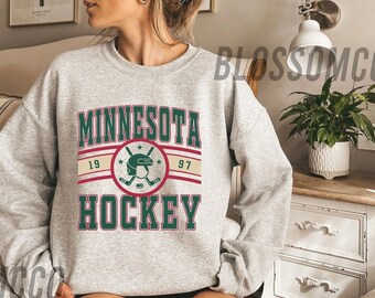 Chemise de hockey Minnesota, sweat-shirt vintage Minnesota Wil, cadeau pour fan de hockey sur glace, sweat-shirt vintage Minnesota hockey, sweat à capuche hockey sur glace