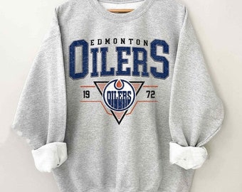 chemise vintage des années 90 des Oilers d'Edmonton, sweat-shirt ras du cou des Oilers d'Edmonton, maillot de hockey