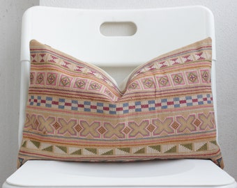 Brown Embroidered Hmong Pillow Cover