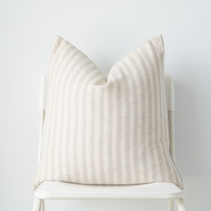 Striped Pillow Cover: Neutral Cream Ivory Hmong Textile (20x20)