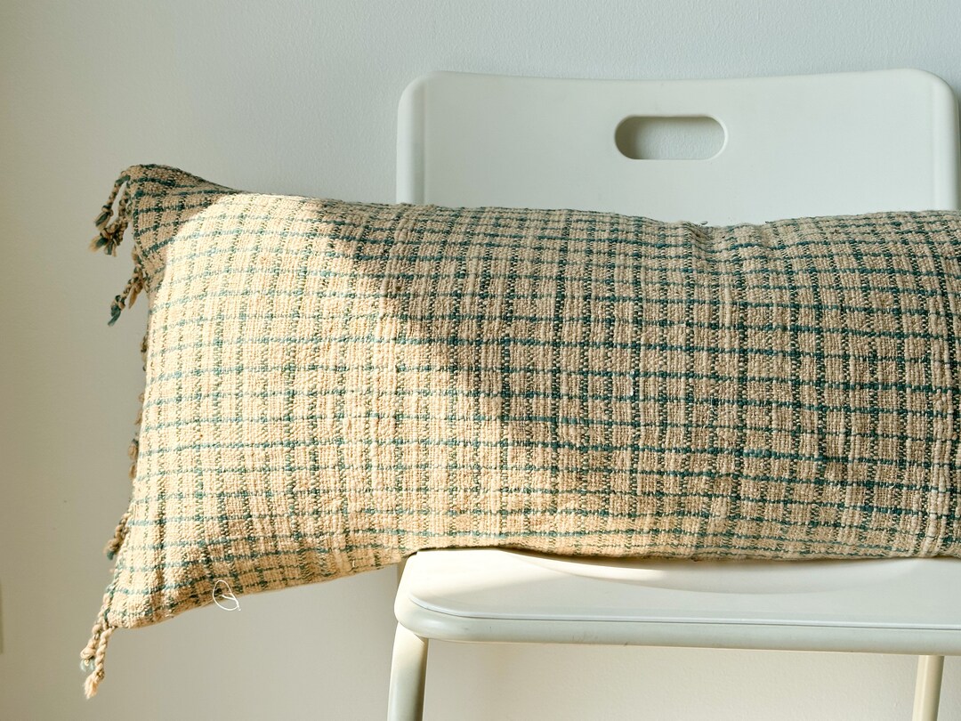 Lumbar Pillow, Fringes Pillow, Woven Pillow, Boho Pillow, Farmhouse